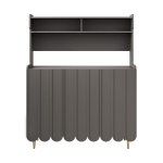Modernes Sideboard mit offenem Ablageregal, goldenen Beinen, 120×40×150,8 cm, Grau