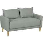 HOMCOM Divan cu 2 Locuri Catifelat cu Compartiment de Depozitare Inferior și Perne, 140x72x82 cm, Gri