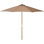 Outsunny Parasol droit parasol de jardin double toit en bois polyester haute densité protection solaire Ø 3 x 2,5 m kaki