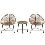 Outsunny Set din Ratan din 3 Piese cu Scaune și Măsuță de Cafea, 72x68x81 cm, Natural