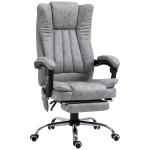 Vinsetto Office Chair with Massage and Heat, Microfibre Reclining Computer Desk Chair with Footrest and Adjustable Height, Swivel Wheels for Home Office, Grey