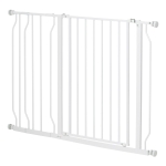 PawHut Hunde-Absperrgitter, Klemmmontage, verstellbare Länge, Stahl/ABS, 75-115 x 76cm, Weiß