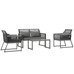 Outsunny 4 Pieces Rattan Garden Furniture Set - Charcoal Grey