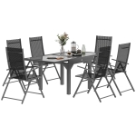Outsunny Set Mobilier de Grădină din 7 Piese cu Masă Extensibilă și 6 Scaune Pliabile cu Cotiere, 180/90x90x75 cm, Gri