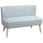HOMCOM Canapea cu 2 Locuri din Material Textil fără Brațe, Canapea  cu Picioare din Lemn, 117x56,5x77 cm, Verde