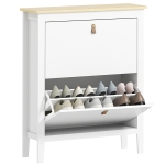 HOMCOM Scarpiera Slim 2 Cassetti per 14 Paia di Scarpe Taglia EU44 e Ripiani Regolabili, 80x24x95.5cm, Bianco