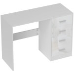 HOMCOM Computer Desk with Drawers, Dressing Table, High Gloss Home Office Writing Workstation, White