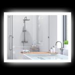 kleankin Specchio Bagno con Luci LED Regolabili, Controllo Touch e Antiappannamento, 70x50 cm