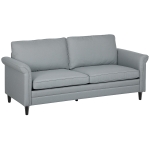 HOMCOM 3 Seater Sofa, Modern Fabric Sofa Couch with Spring Cushion, Rubber Wood Legs, 191cm Upholstered Settee for Living Room, Bedroom, Home Office, Guest Room, Grey