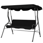 Outsunny Balancelle de Jardin 3 Places Toit imperméabilisé Inclinaison réglable Coussins Assise Dossier Noir