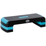 HOMCOM Step Fitness pentru Aerobic Reglabil pe 3 Înălțimi 10-15-20 cm din Plastic, Negru și Albastru