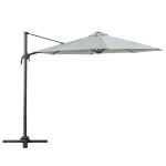 Outsunny 3(m) LED Cantilever Parasol Garden Sun Umbrella w/ Cross Base and Solar Lights Grey