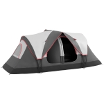Outsunny Tente de camping familiale 6-8 pers. légère ventilée moustiquaire et sac de tranport inclus polyester gris foncé
