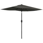 Outsunny Umbrelă de grădină dreptunghiulară 2x3 m, înclinabilă cu deschidere manuală, gri
