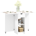 HOMCOM Tavolo Pieghevole per 2-4 Persone, Tavolo da Cucina Pieghevole con Spazio di Archiviazione, Tavolo Espandibile su Ruote, Bianco