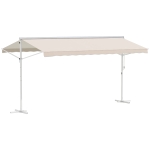 Outsunny Store Doppio Pendio Manuale retrattile Inclinazione regolabile Acciaio epossidico Bianco Poliestere impermeabilizzato Anti-UV Beige dim. 4,50L x 3,40l x 2,55H m