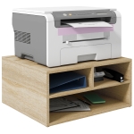 HOMCOM Organizzatore da Scrivania Effetto Legno con 3 Scomparti Supporto Stampante, 47 L x 40 P x 22,5 A cm