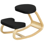 HOMCOM Kniesessel mit Wippbewegung, aus Leinenstoff und Birkenholz, 50x73x55 cm, Schwarz