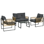 Outsunny Set da giardino 4 pezzi con divano 2 posti, 2 poltrone e tavolino, Grigio