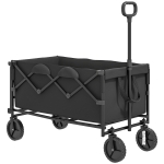 Outsunny cărucior de grădină pliabil de 160L cu mâner reglabil, capacitate 100 kg, 95x55x102 cm, negru