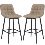 HOMCOM Set 2 Barhocker im skandinavischen Stil mit Samteffektstoff und Metall, 45x47x84 cm, Braun
