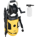Outsunny 1800W High Pressure Washer, 150 Bar Pressure, 420 L/h Flow, Portable Power Washer Jet Wash Cleaner with Adjustable Nozzle, 6M Hose, Hose Reel, Steel Handle for Home Patio Car Driveway, Yellow