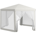 Outsunny Carpa cenador hexagonal 10 m² de estilo acogedor metal poliéster impermeabilizado Crema