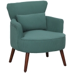 HOMCOM Sillón de Apoyo Moderno, Sillón de Acento Tapizado con Cojín Lumbar, Patas de Madera de Caucho, Verde Oscuro