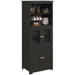 HOMCOM Credenza Buffet da Cucina, Mobile da Archiviazione Multi-Ripostiglio, 60L x 30P x 162H cm, Nero