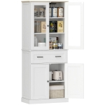 HOMCOM Armadio da cucina, Buffet, Frontale in acrilico, Cassetti, 76 x 40 x 182,5 cm, Bianco crema
