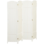 HOMCOM Paravento interno in legno 4 pannelli 160 x 170 cm separatore d'ambiente pieghevole per soggiorno, camera da letto, bianco