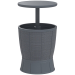 Outsunny Tavolo da Giardino 3 in 1, Tavolo da Cocktail con Secchio per Ghiaccio, Piano Telescopico per Giardino, Ø 49 x 58-84 cm, Grigio