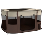 PawHut Parque plegable para mascotas parque para cachorros en tela Oxford con ventanas y puertas bolsa de almacenamiento marrón