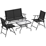 Outsunny Four-Piece Metal Garden Sofa Set - Black