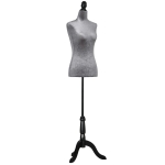 HOMCOM Manequim de Costura Feminino Manequim de Costura Ajustável a 130-168 cm com Tripé de Madeira Cinza