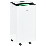 HOMCOM Desumidificador Elétrico 12L/dia Depósito 2,5L Silencioso com 5 Modos 2 Velocidades Ecrã LED e Temporizador 25x25x50,5 cm Branco