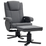 HOMCOM Swivel Recliner Chair with Footstool - Charcoal Grey Velvet