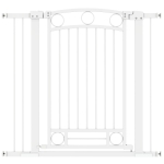 PawHut Barreira de Segurança para Cães com Largura Ajustável 76-104 cm Barreira com 2 Extensões para Escadas e Portas Branco