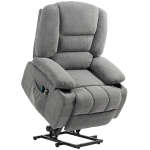 HOMCOM Poltrona Sollevabile Relax Elettrica, Funzione Massaggio e Calore, Inclinazione Regolabile, Poggi Piedi, Telecomandi, Grigio