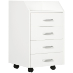Vinsetto Bloco de Gavetas Móvel Auxiliar com 4 Gavetas Bancada Superior de Armazenamento 4 Rodas e 2 Freios para Estúdio Escritório 40x36x65cm Branco