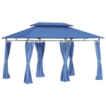 Outsunny Tonnelle de jardin 3 x 4 m tente de réception avec 6 rideaux amovibles à double toit pour patio, festival, bleu foncé