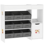 AIYAPLAY Organizador de Brinquedos para Crianças com 9 Cestos Amovíveis Compartimentos e Autocolantes  92x30x80 cm Branco e Cinza
