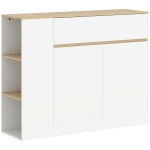 HOMCOM Mueble de Almacenamiento Aparador amplio compartimento de armario 3 estantes cajón 105x30x81,5 cm Blanco/Madera