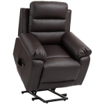 HOMCOM Poltrona Alzapersona elettrica con funzione massaggio e inclinazione regolabile in similpelle, 91x86x101 cm, Marrone