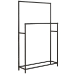 HOMCOM Toalheiro de Pé de 2 Níveis Toalheiro Casa de Banho com 2 Barras e Estrutura de Metal 66x20x110 cm Preto