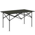 Outsunny Mesa de Campismo Dobrável de Metal com Tampo Enrolável e Bolsa de Transporte Mesa de Piquenique Portátil 95x55x50 cm Preto