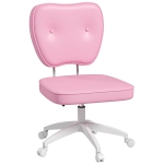 Vinsetto Cadeira de Escritório Estofada em PU com Altura Ajustável Sem Braços Cadeira de Estudo Dormitório 46x59x82-92 cm Rosa
