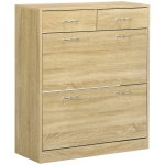 HOMCOM Sapateira Estreito com 2 Compartimentos e 2 Gavetas para 12 Pares de Sapatos 80x30x91,5 cm Carvalho