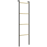 HOMCOM Toalheiro de 4 Níveis Toalheiro Casa de Banho com 4 Barras de Bambu e Estrutura de Aço 49x5,5x167,5 cm Preto e Madeira
