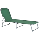 Outsunny Espreguiçadeira Dobrável e Reclinável em 4 Posições com Estrutura Metálica e Tecido Oxford para Exterior 187x58x28 cm Verde